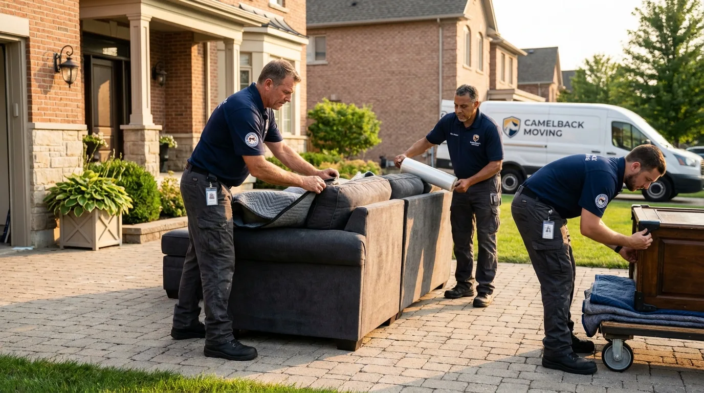 Large estate moving crew wrapping furniture in East Wenatchee, WA