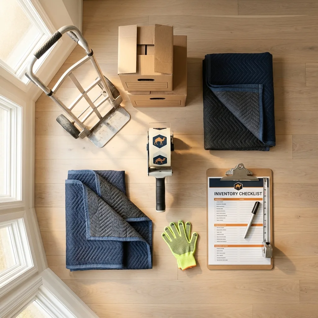 Professional moving supplies and packing materials layout for East Wenatchee residential relocations